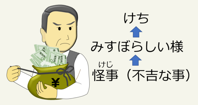 怪事(不吉な事)⇒みすぼらすしい様⇒けち